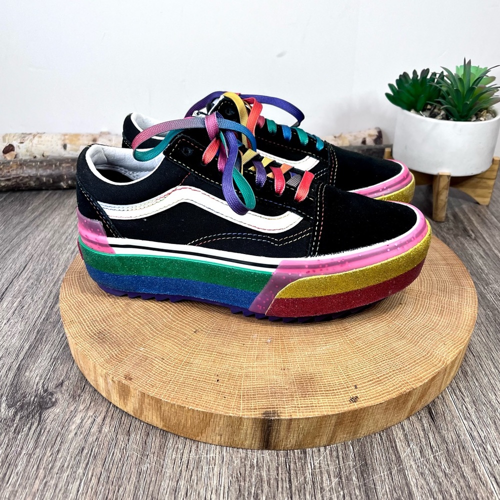 *Vans | Old Skool Unisex Stacked Rainbow Platform Size 5
